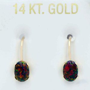 Genuine 1.44 Cts Opal Dangling Earrings 14k Gold
